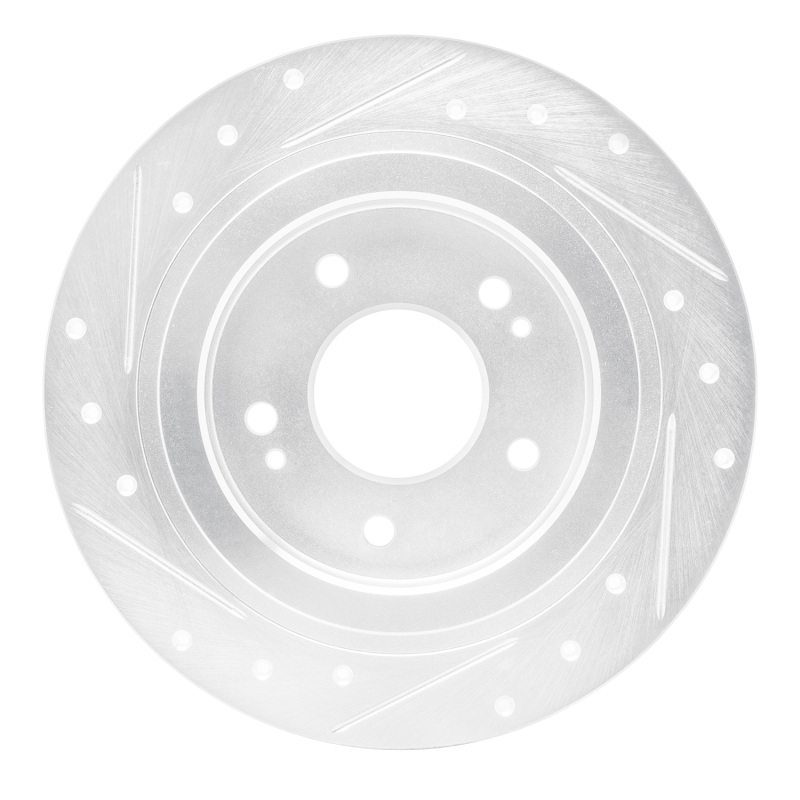 Hyundai Kona Brake Rotor (1) - Rear Right - R1 Concepts - Drilled & Slotted - Silver - `18-`25